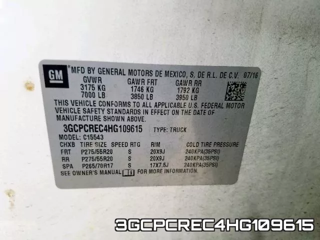 3GCPCREC4HG109615 фото 2