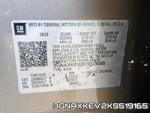 3GNAXKEV2KS519165 фото 2