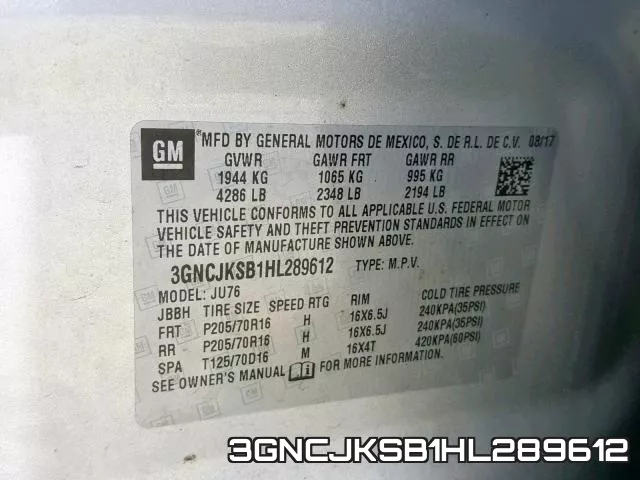 3GNCJKSB1HL289612 фото 2