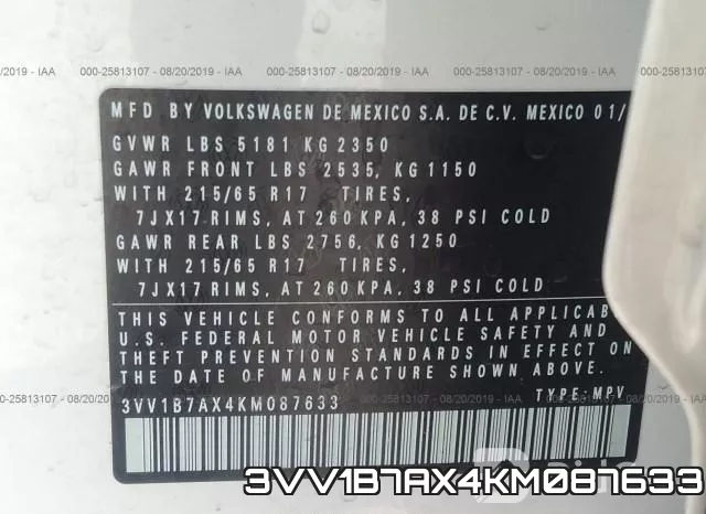 3VV1B7AX4KM087633 фото 10