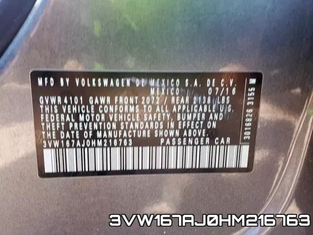 3VW167AJ0HM216763 фото 2
