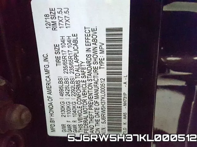 5J6RW5H37KL000512 фото 2