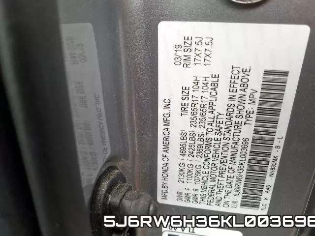 5J6RW6H36KL003696 фото 2