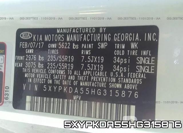 5XYPKDA55HG315876 фото 10