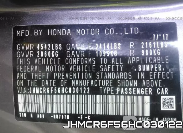 JHMCR6F56HC030122 фото 10