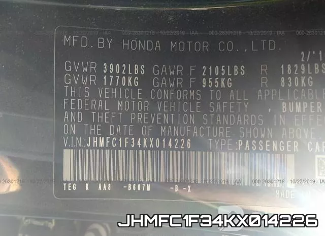 JHMFC1F34KX014226 фото 10