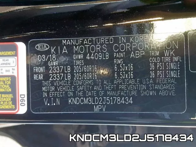 KNDCM3LD2J5178434 фото 2