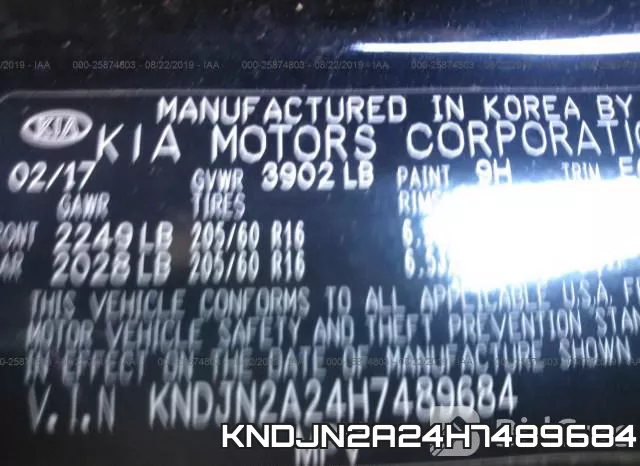 KNDJN2A24H7489684 фото 10