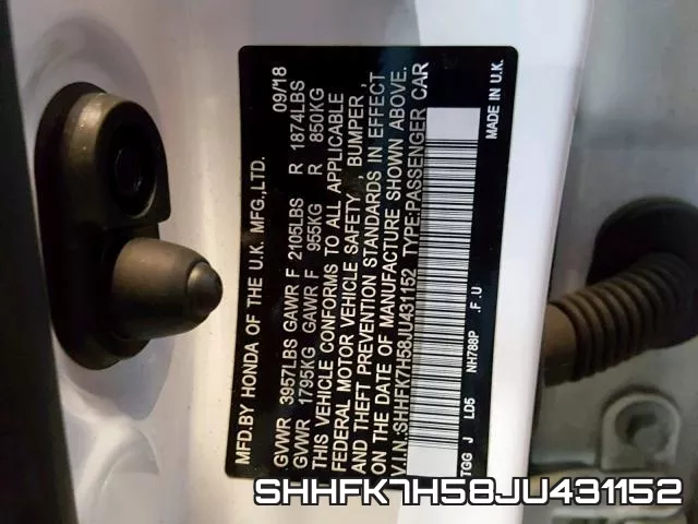 SHHFK7H58JU431152 фото 2