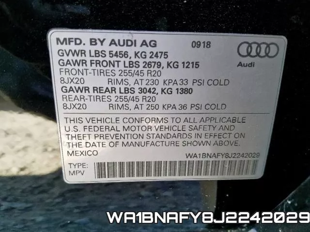 WA1BNAFY8J2242029 фото 2
