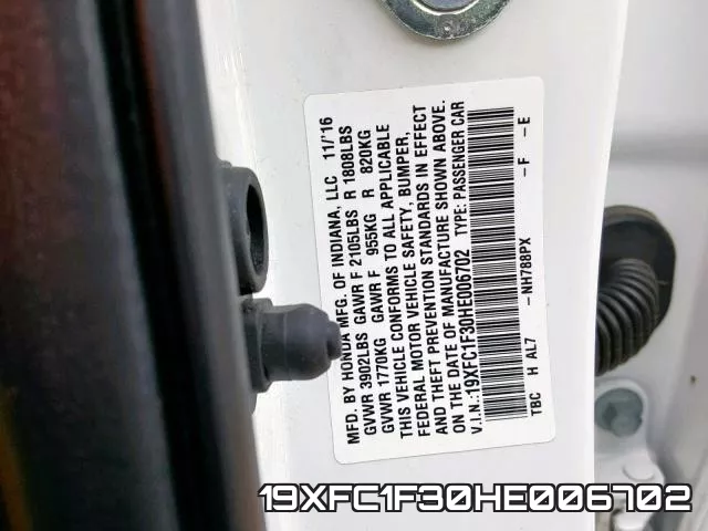 19XFC1F30HE006702 фото 2