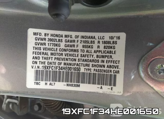 19XFC1F34HE001650 фото 10