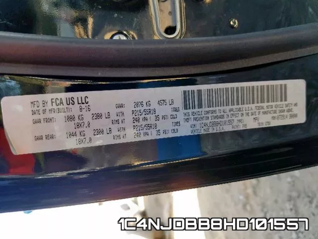 1C4NJDBB8HD101557 фото 2