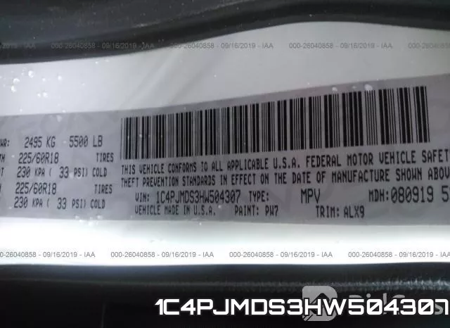 1C4PJMDS3HW504307 фото 10