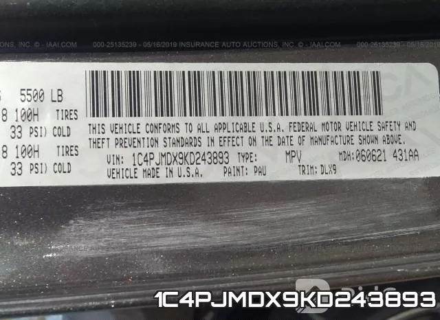 1C4PJMDX9KD243893 фото 10