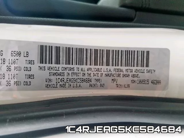 1C4RJEAG5KC584684 фото 2