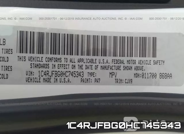 1C4RJFBG0HC745343 фото 10