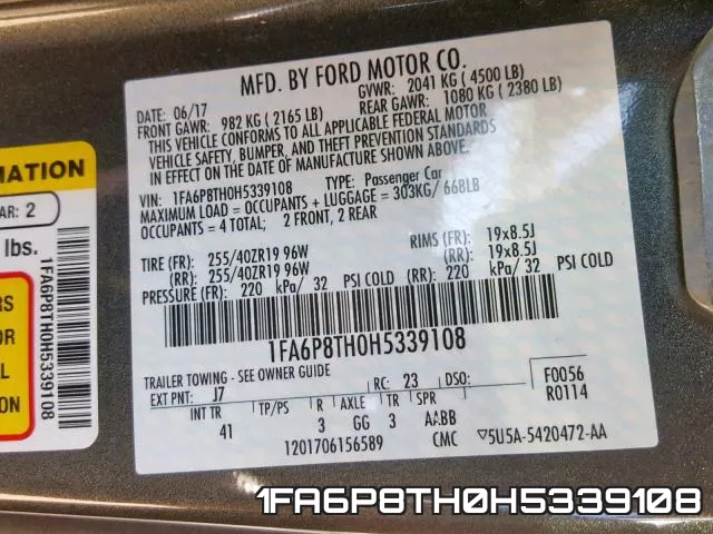 1FA6P8TH0H5339108 фото 2