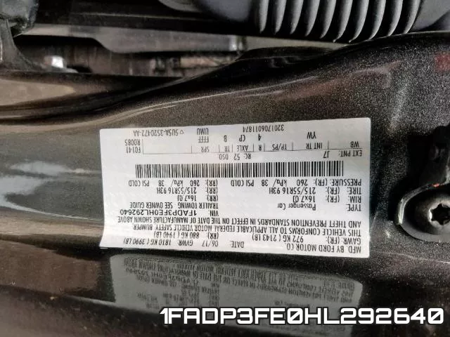 1FADP3FE0HL292640 фото 2