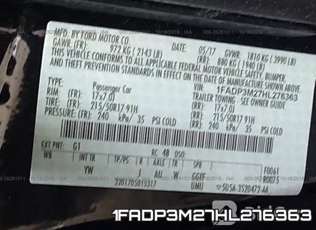 1FADP3M27HL276363 фото 10