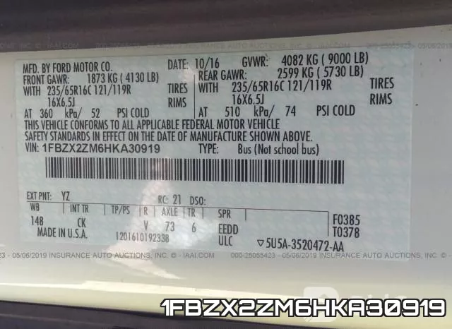 1FBZX2ZM6HKA30919 фото 10