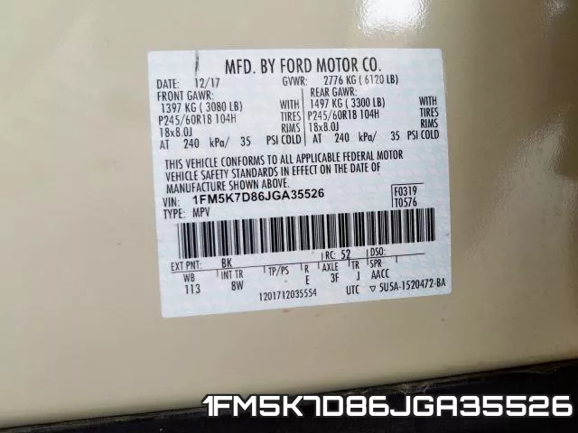 1FM5K7D86JGA35526 фото 2