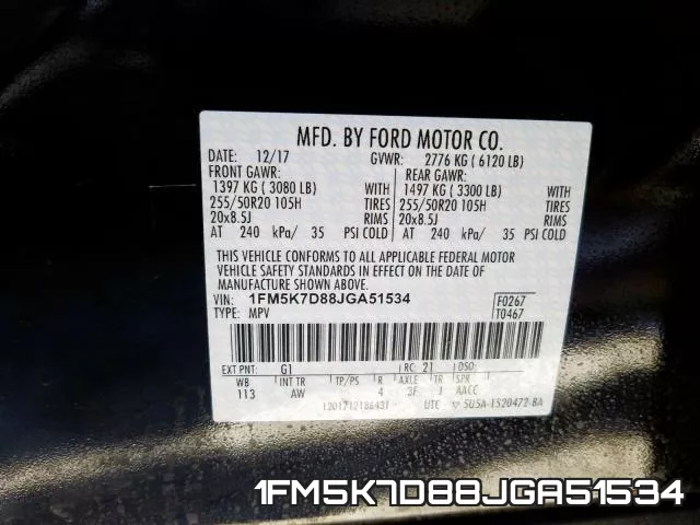1FM5K7D88JGA51534 фото 2