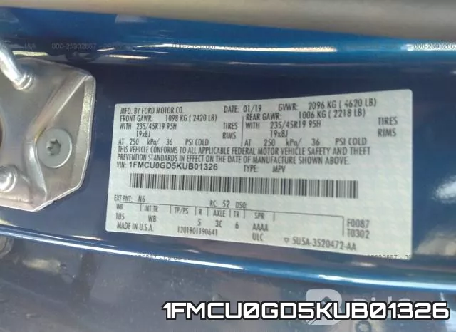 1FMCU0GD5KUB01326 фото 10