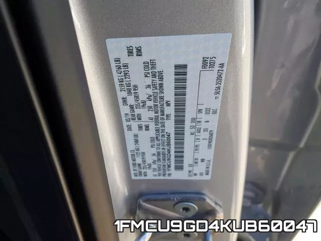 1FMCU9GD4KUB60047 фото 2