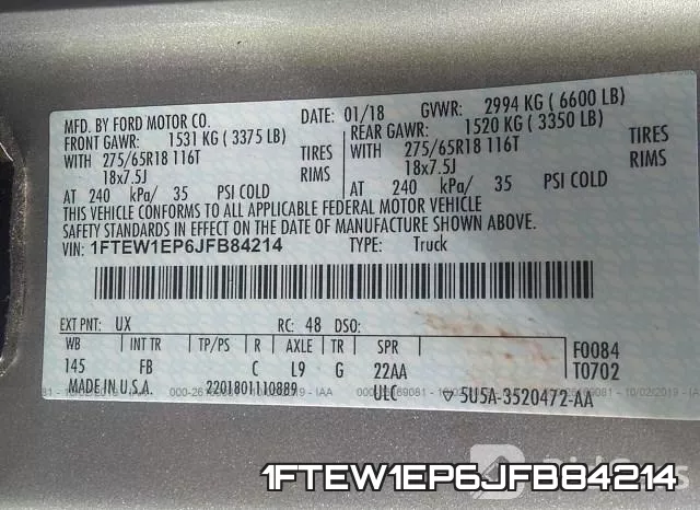 1FTEW1EP6JFB84214 фото 10