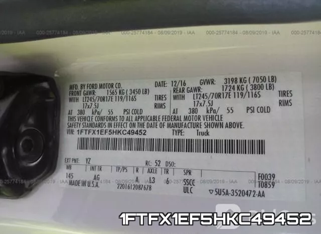 1FTFX1EF5HKC49452 фото 10