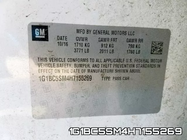 1G1BC5SM4H7155269 фото 2