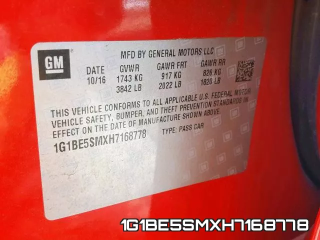 1G1BE5SMXH7168778 фото 2