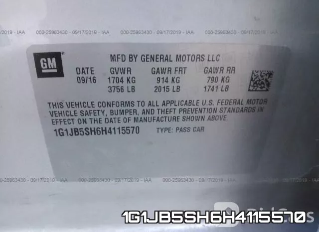 1G1JB5SH6H4115570 фото 10