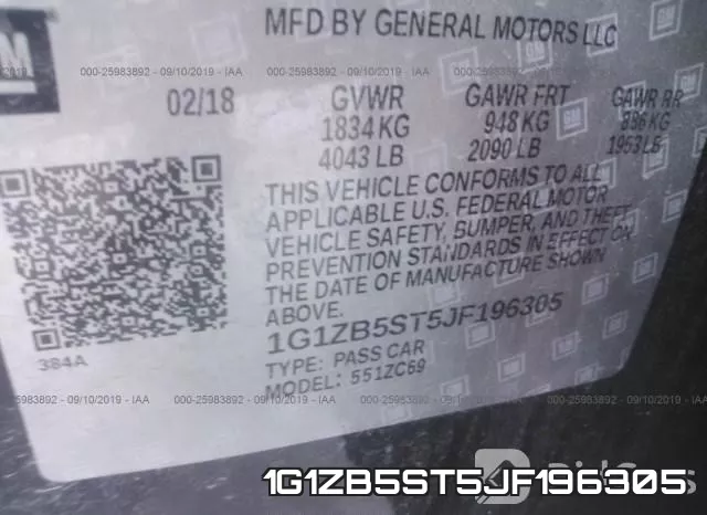 1G1ZB5ST5JF196305 фото 10
