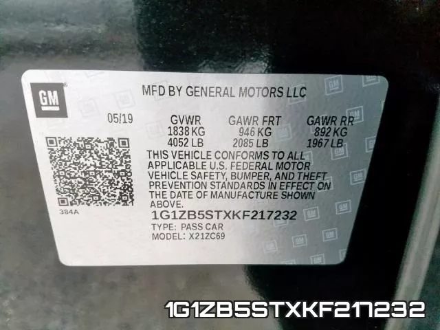 1G1ZB5STXKF217232 фото 2