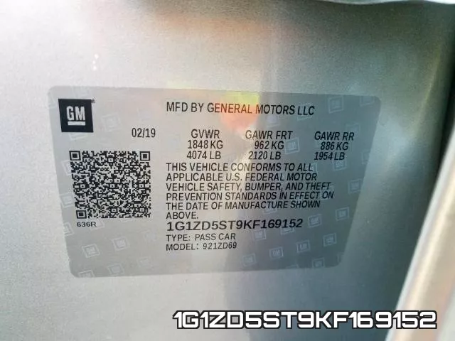 1G1ZD5ST9KF169152 фото 2