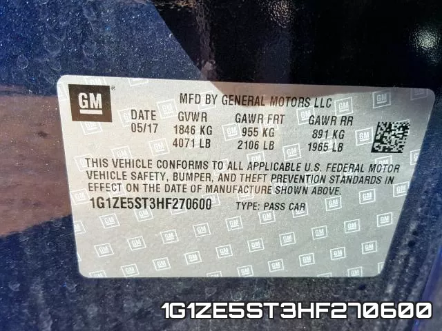 1G1ZE5ST3HF270600 фото 2