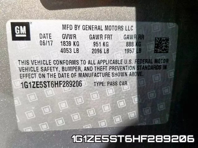 1G1ZE5ST6HF289206 фото 2