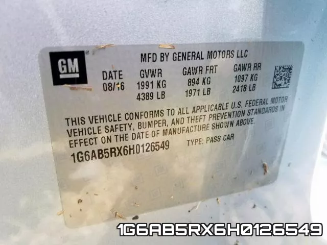 1G6AB5RX6H0126549 фото 2