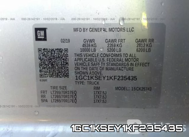 1GC1KSEY1KF235435 фото 10
