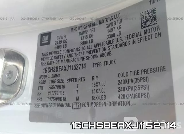1GCHSBEAXJ1152714 фото 10