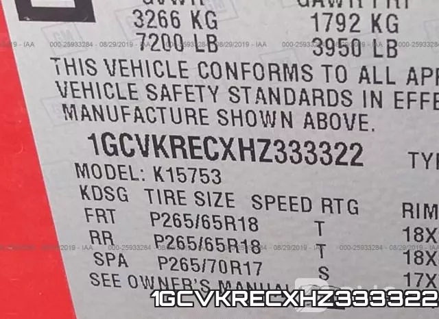 1GCVKRECXHZ333322 фото 10