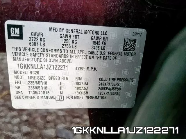 1GKKNLLA1JZ122271 фото 2