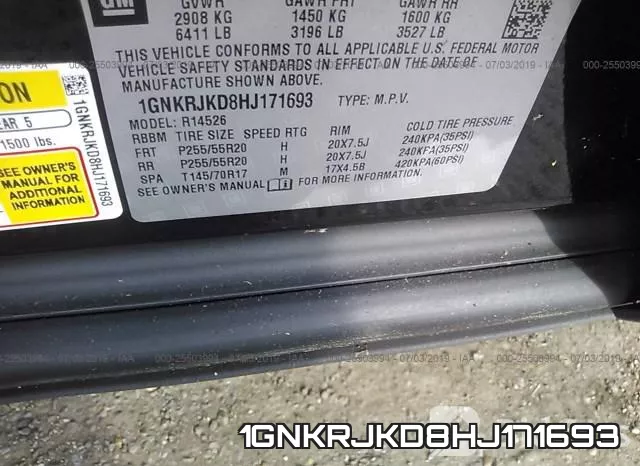 1GNKRJKD8HJ171693 фото 9