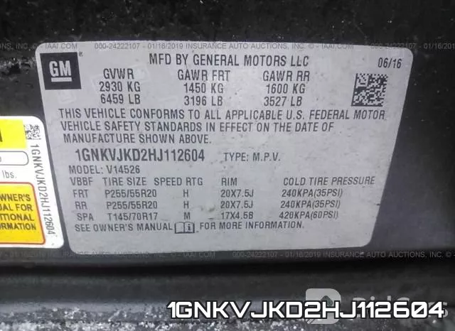 1GNKVJKD2HJ112604 фото 10