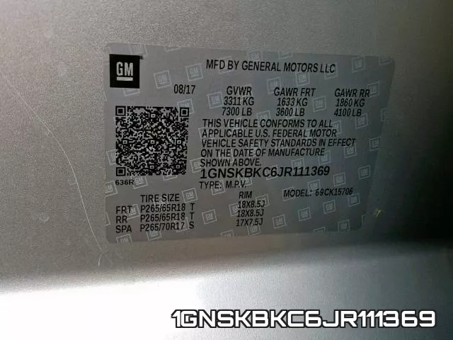 1GNSKBKC6JR111369 фото 2