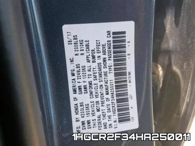 1HGCR2F34HA250011 фото 2