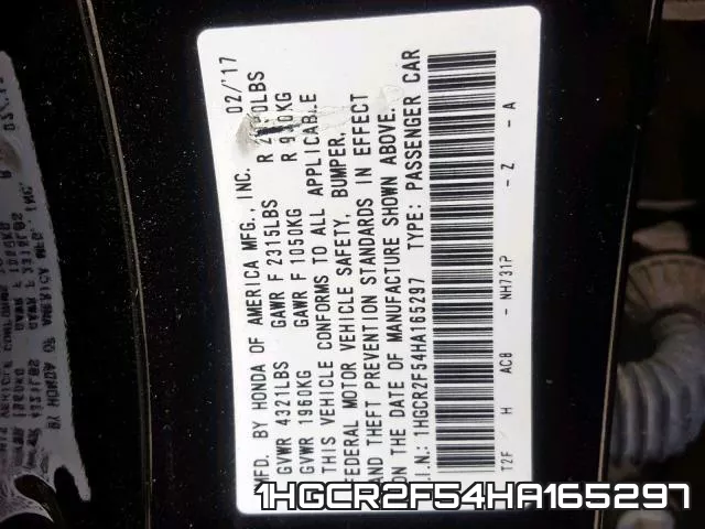 1HGCR2F54HA165297 фото 2