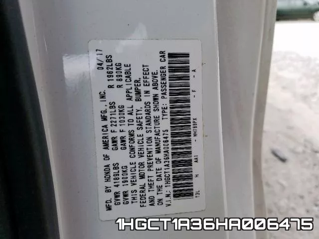 1HGCT1A36HA006475 фото 2